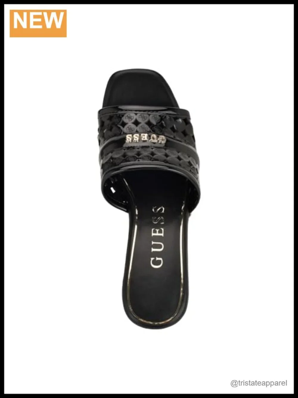 Faux Patent Leather Laser-Cut Platform Heeled Sandals Slip-On 4.13